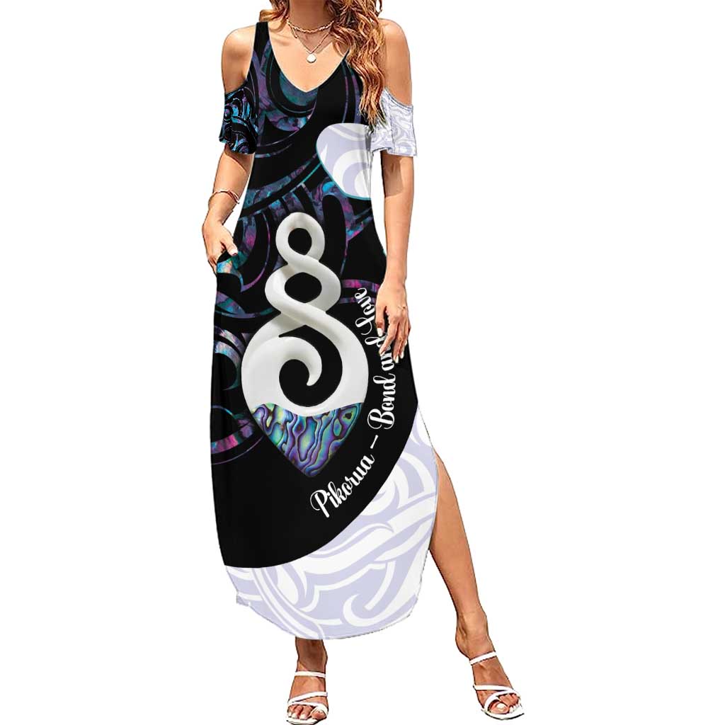 Aotearoa Pikorua Family Matching Summer Maxi Dress and Hawaiian Shirt NZ Twist - Bond And Love LT14 Mom's Dress White - Polynesian Pride