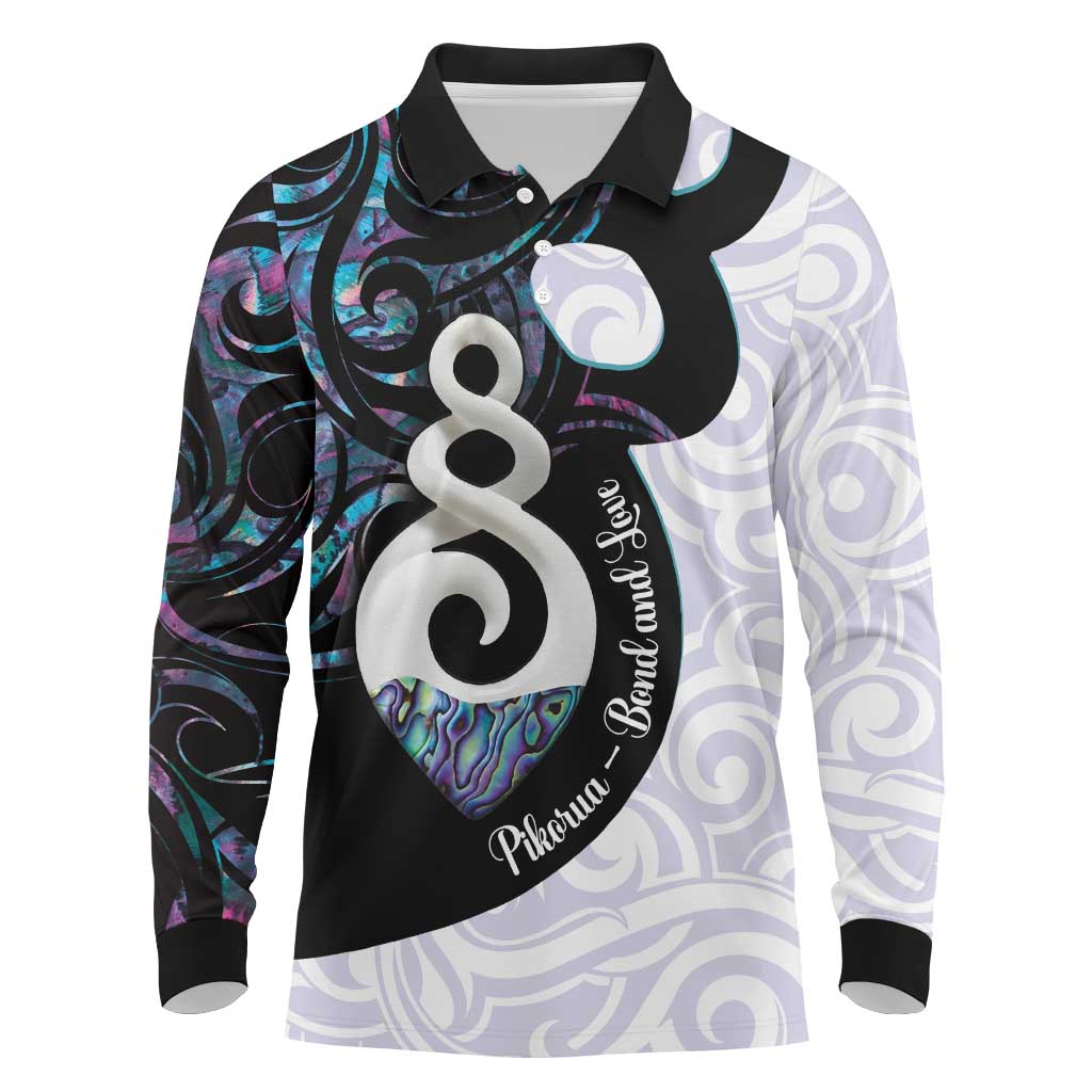 Aotearoa Pikorua Long Sleeve Polo Shirt NZ Twist - Bond And Love LT14 White - Polynesian Pride