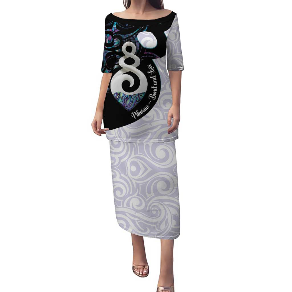 Aotearoa Pikorua Puletasi NZ Twist - Bond And Love LT14 Long Dress White - Polynesian Pride
