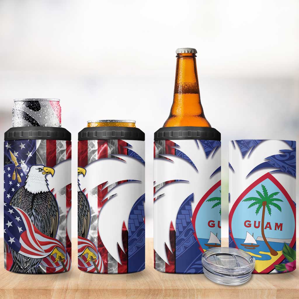 United States Guam 4 in 1 Can Cooler Tumbler USA Eagle Guahan Seal Bougainvillea LT14 - Polynesian Pride