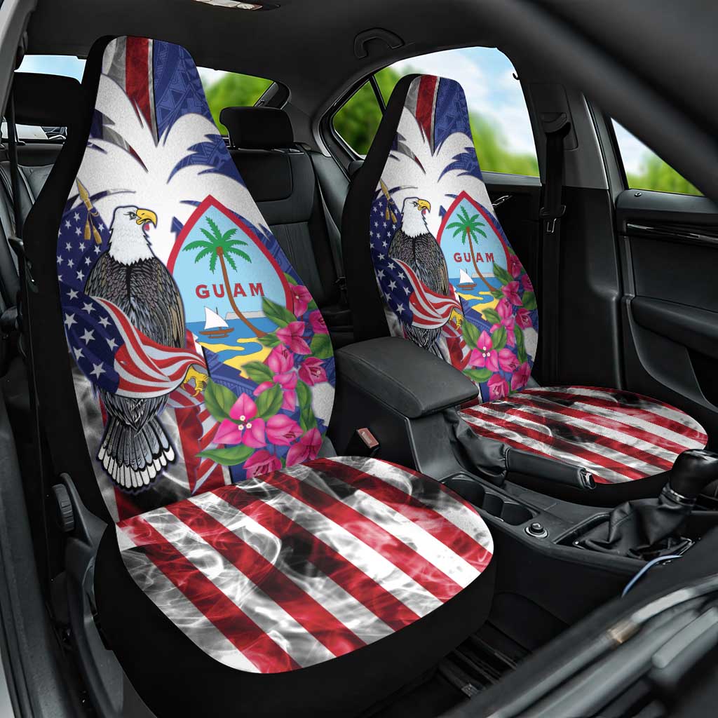 United States Guam Car Seat Cover USA Eagle Guahan Seal Bougainvillea LT14 One Size Blue - Polynesian Pride