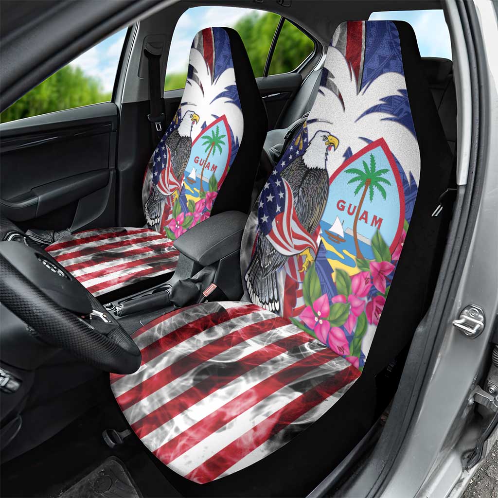 United States Guam Car Seat Cover USA Eagle Guahan Seal Bougainvillea LT14 - Polynesian Pride