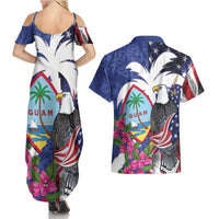 United States Guam Couples Matching Summer Maxi Dress and Hawaiian Shirt USA Eagle Guahan Seal Bougainvillea LT14 - Polynesian Pride