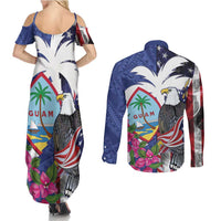 United States Guam Couples Matching Summer Maxi Dress and Long Sleeve Button Shirt USA Eagle Guahan Seal Bougainvillea LT14 - Polynesian Pride