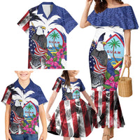 United States Guam Family Matching Mermaid Dress and Hawaiian Shirt USA Eagle Guahan Seal Bougainvillea LT14 - Polynesian Pride
