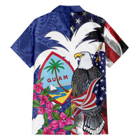 United States Guam Family Matching Off Shoulder Maxi Dress and Hawaiian Shirt USA Eagle Guahan Seal Bougainvillea LT14 - Polynesian Pride