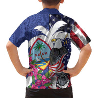 United States Guam Family Matching Puletasi and Hawaiian Shirt USA Eagle Guahan Seal Bougainvillea LT14 - Polynesian Pride