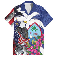 United States Guam Hawaiian Shirt USA Eagle Guahan Seal Bougainvillea LT14 Blue - Polynesian Pride