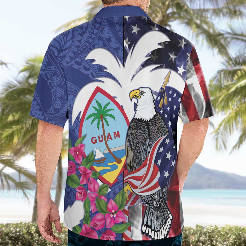 United States Guam Hawaiian Shirt USA Eagle Guahan Seal Bougainvillea LT14 - Polynesian Pride