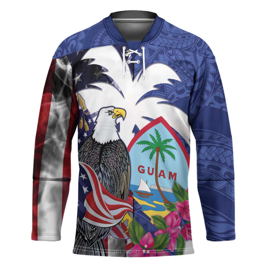 United States Guam Hockey Jersey USA Eagle Guahan Seal Bougainvillea - Polynesian Pride