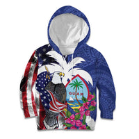 United States Guam Kid Hoodie USA Eagle Guahan Seal Bougainvillea LT14 Hoodie Blue - Polynesian Pride