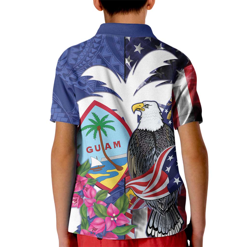 United States Guam Kid Polo Shirt USA Eagle Guahan Seal Bougainvillea LT14 - Polynesian Pride