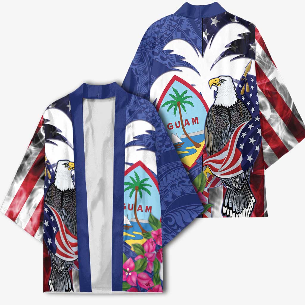 United States Guam Kimono USA Eagle Guahan Seal Bougainvillea LT14 - Polynesian Pride