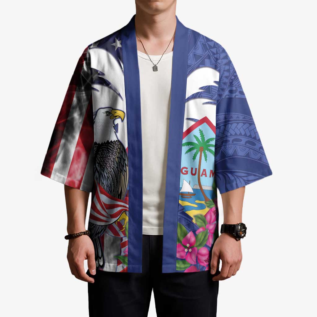 United States Guam Kimono USA Eagle Guahan Seal Bougainvillea LT14 - Polynesian Pride