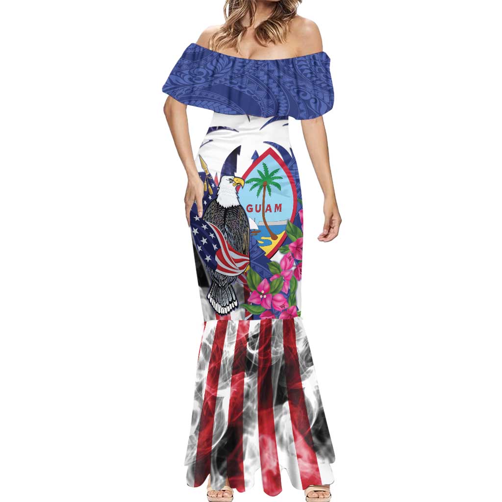 United States Guam Mermaid Dress USA Eagle Guahan Seal Bougainvillea LT14 - Polynesian Pride