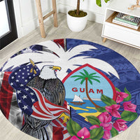 United States Guam Round Carpet USA Eagle Guahan Seal Bougainvillea LT14 Blue - Polynesian Pride
