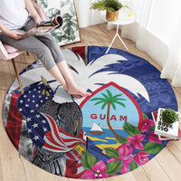 United States Guam Round Carpet USA Eagle Guahan Seal Bougainvillea LT14 - Polynesian Pride