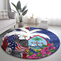 United States Guam Round Carpet USA Eagle Guahan Seal Bougainvillea LT14 - Polynesian Pride