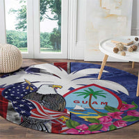 United States Guam Round Carpet USA Eagle Guahan Seal Bougainvillea LT14 - Polynesian Pride