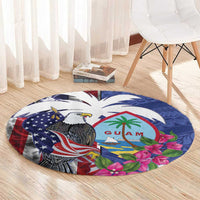 United States Guam Round Carpet USA Eagle Guahan Seal Bougainvillea LT14 - Polynesian Pride