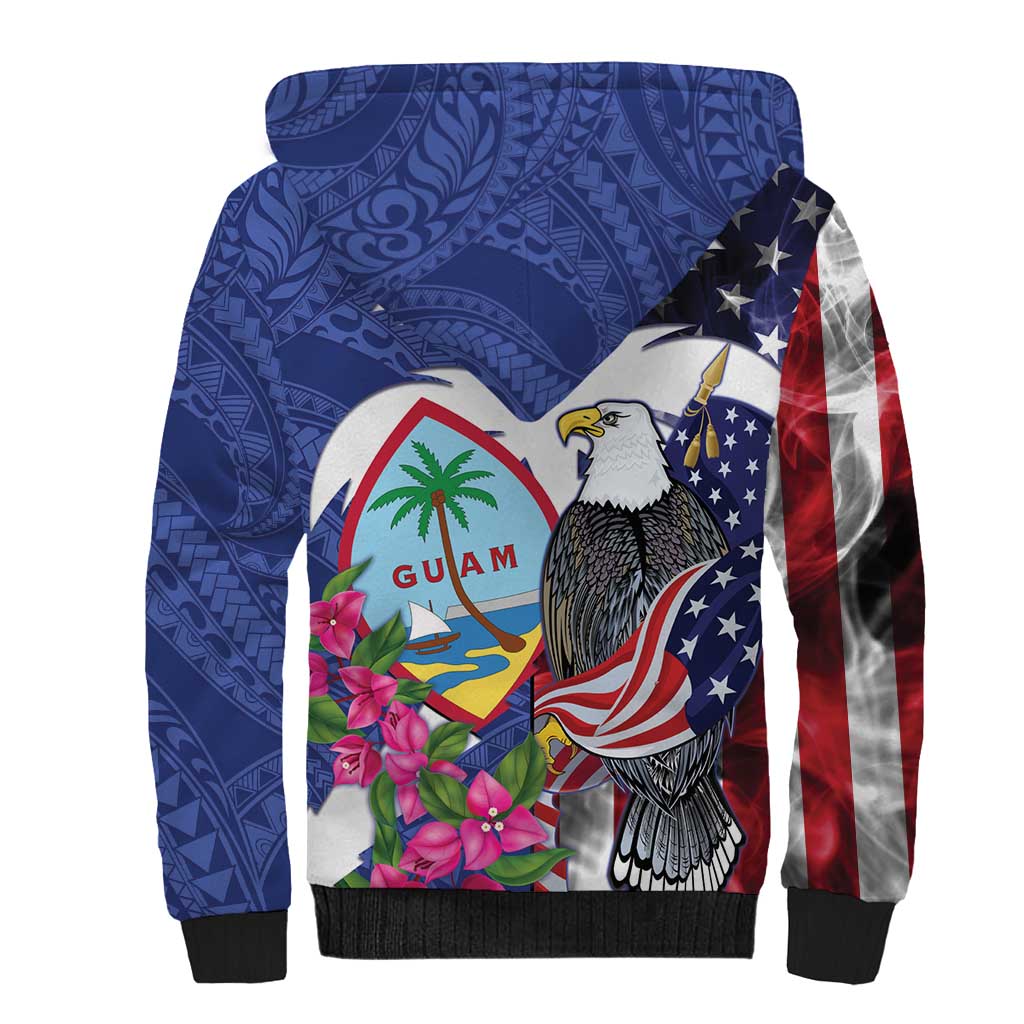 United States Guam Sherpa Hoodie USA Eagle Guahan Seal Bougainvillea LT14 - Polynesian Pride