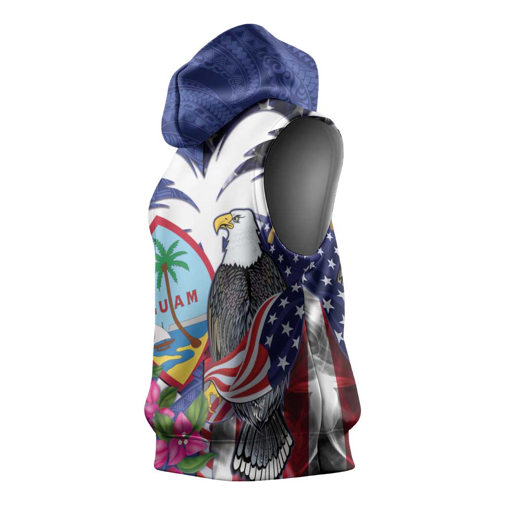 United States Guam Sleeveless Hoodie USA Eagle Guahan Seal Bougainvillea LT14 - Polynesian Pride