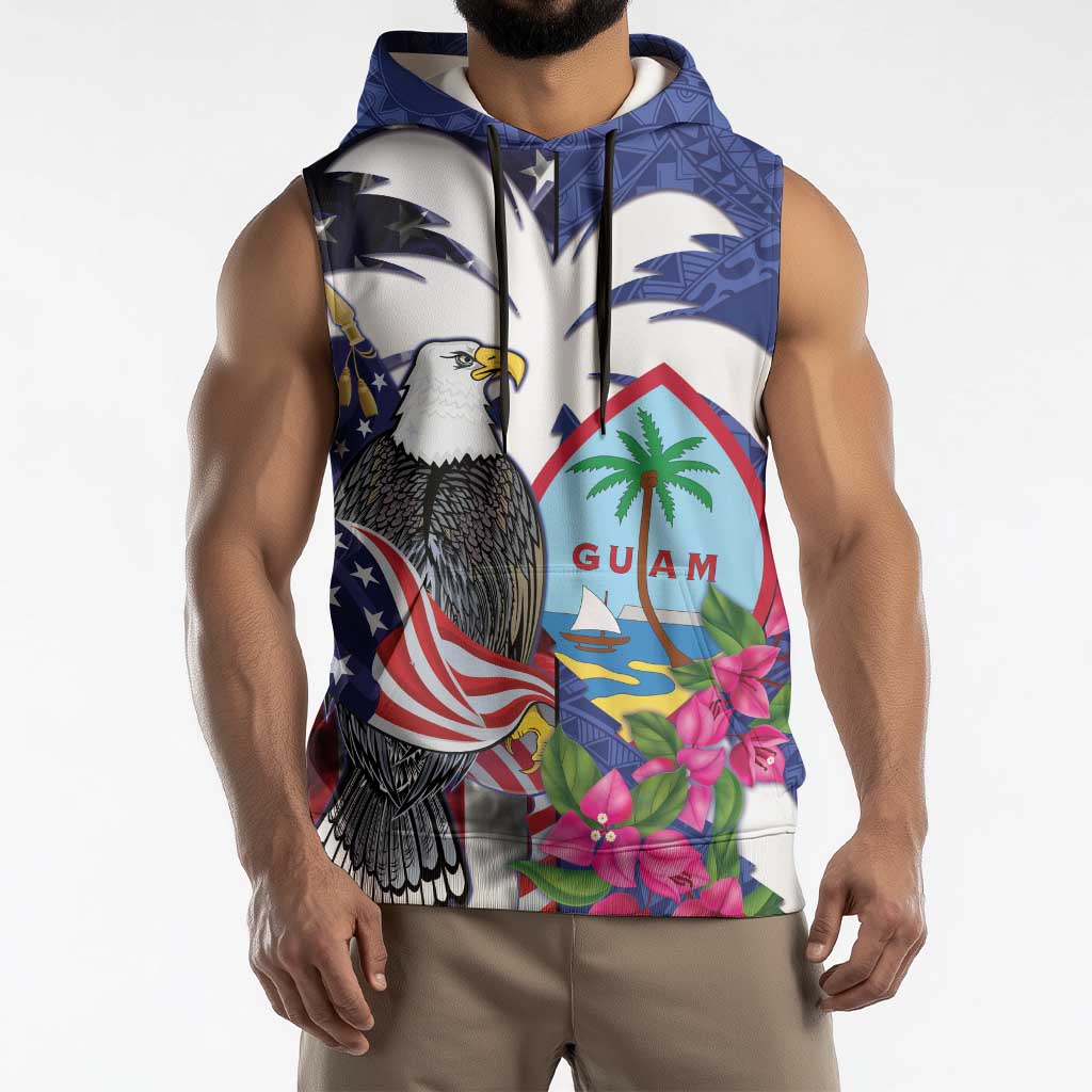 United States Guam Sleeveless Hoodie USA Eagle Guahan Seal Bougainvillea LT14 - Polynesian Pride