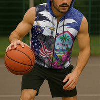 United States Guam Sleeveless Zip Hoodie USA Eagle Guahan Seal Bougainvillea LT14 - Polynesian Pride