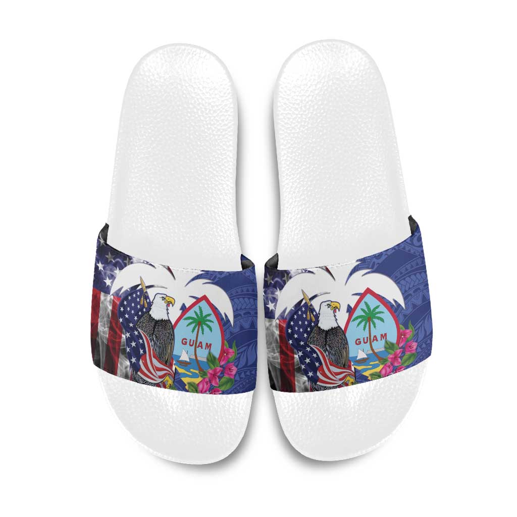 United States Guam Slide Sandals USA Eagle Guahan Seal Bougainvillea - Polynesian Pride