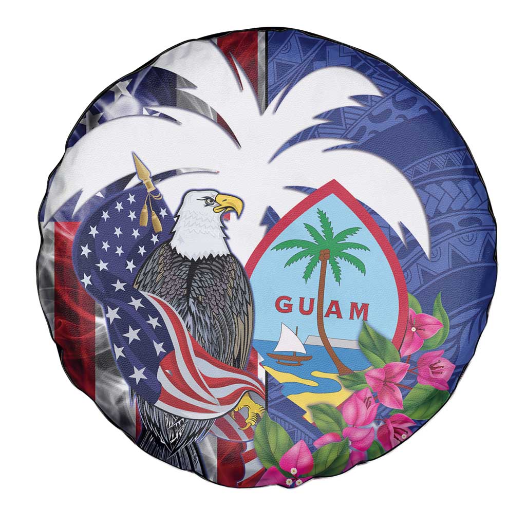 United States Guam Spare Tire Cover USA Eagle Guahan Seal Bougainvillea LT14 - Polynesian Pride