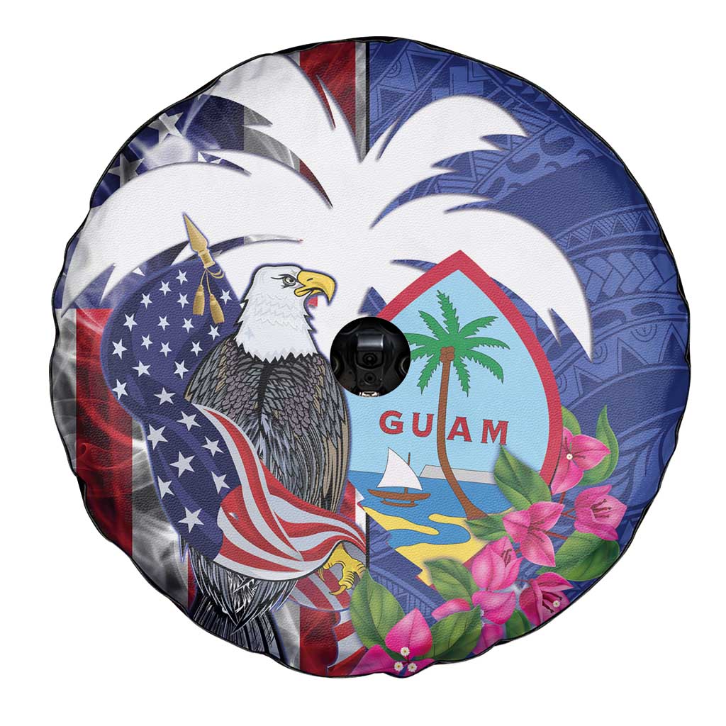 United States Guam Spare Tire Cover USA Eagle Guahan Seal Bougainvillea LT14 - Polynesian Pride