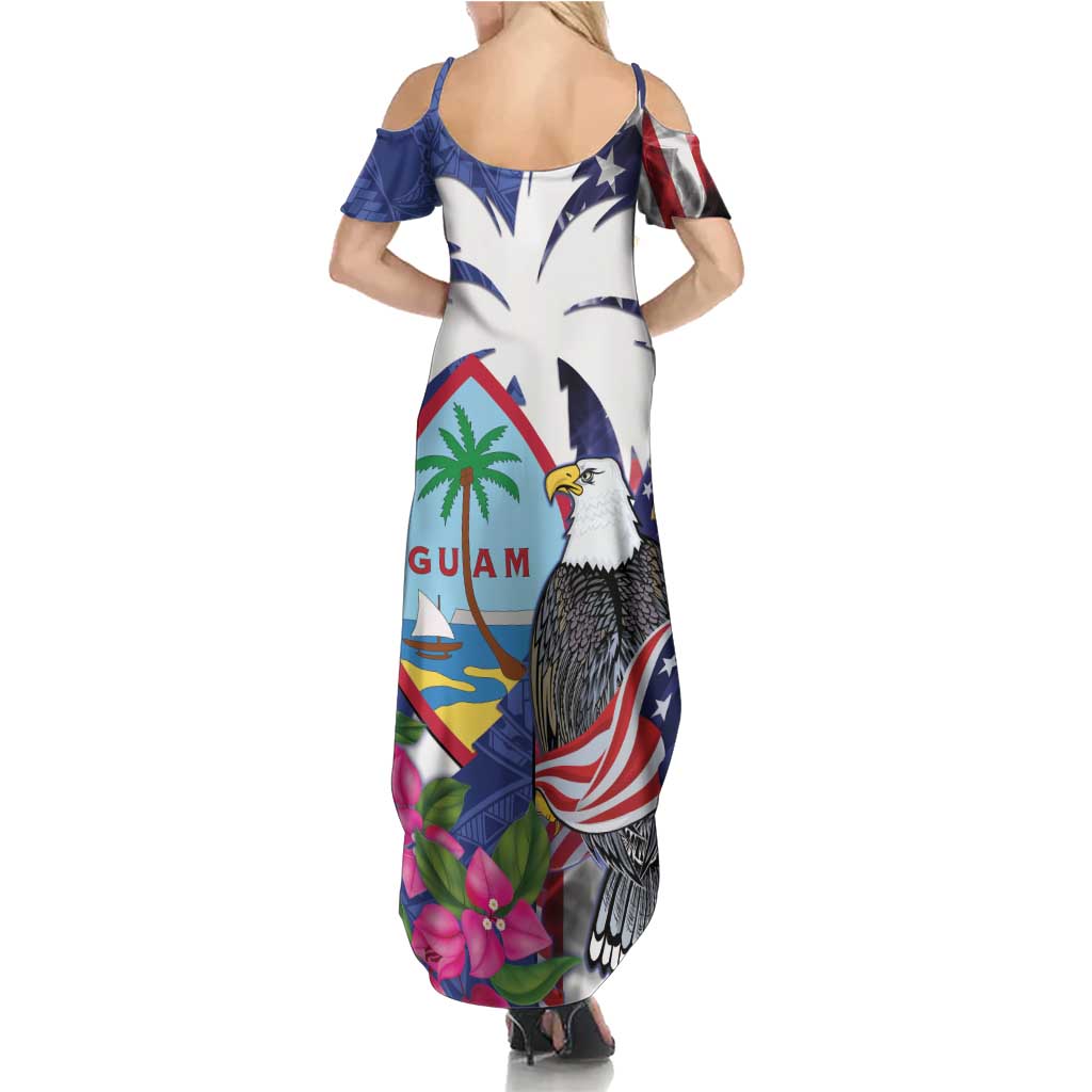 United States Guam Summer Maxi Dress USA Eagle Guahan Seal Bougainvillea LT14 - Polynesian Pride