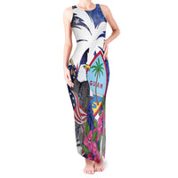 United States Guam Tank Maxi Dress USA Eagle Guahan Seal Bougainvillea LT14 Women Blue - Polynesian Pride