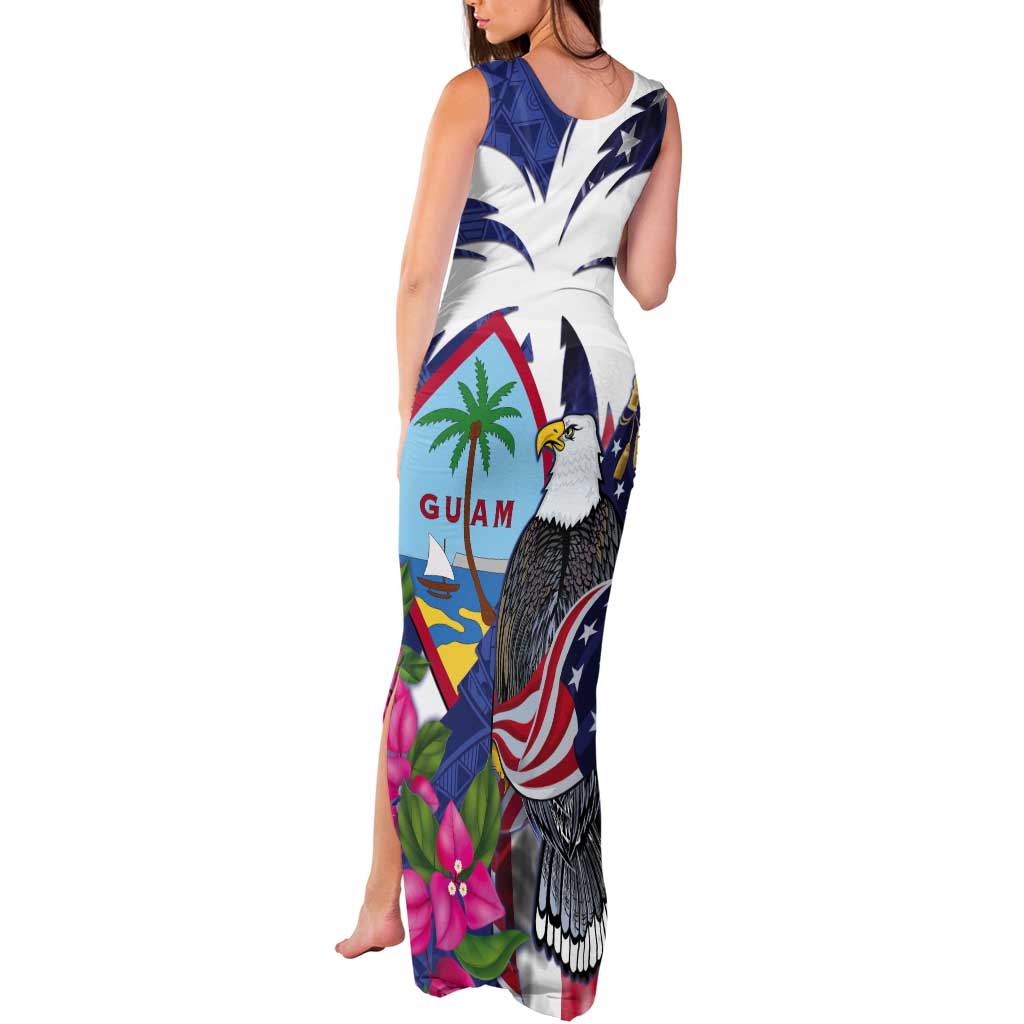United States Guam Tank Maxi Dress USA Eagle Guahan Seal Bougainvillea LT14 - Polynesian Pride
