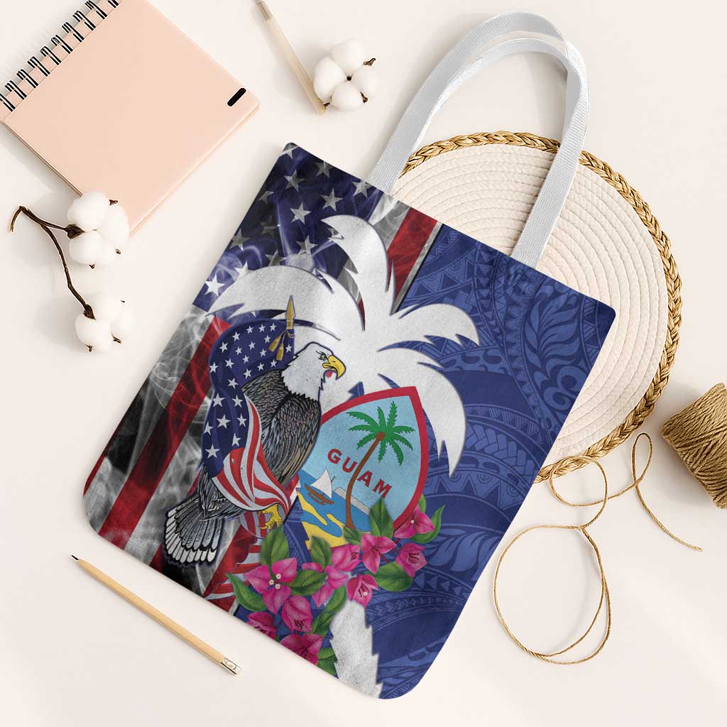 United States Guam Tote Bag USA Eagle Guahan Seal Bougainvillea - Polynesian Pride