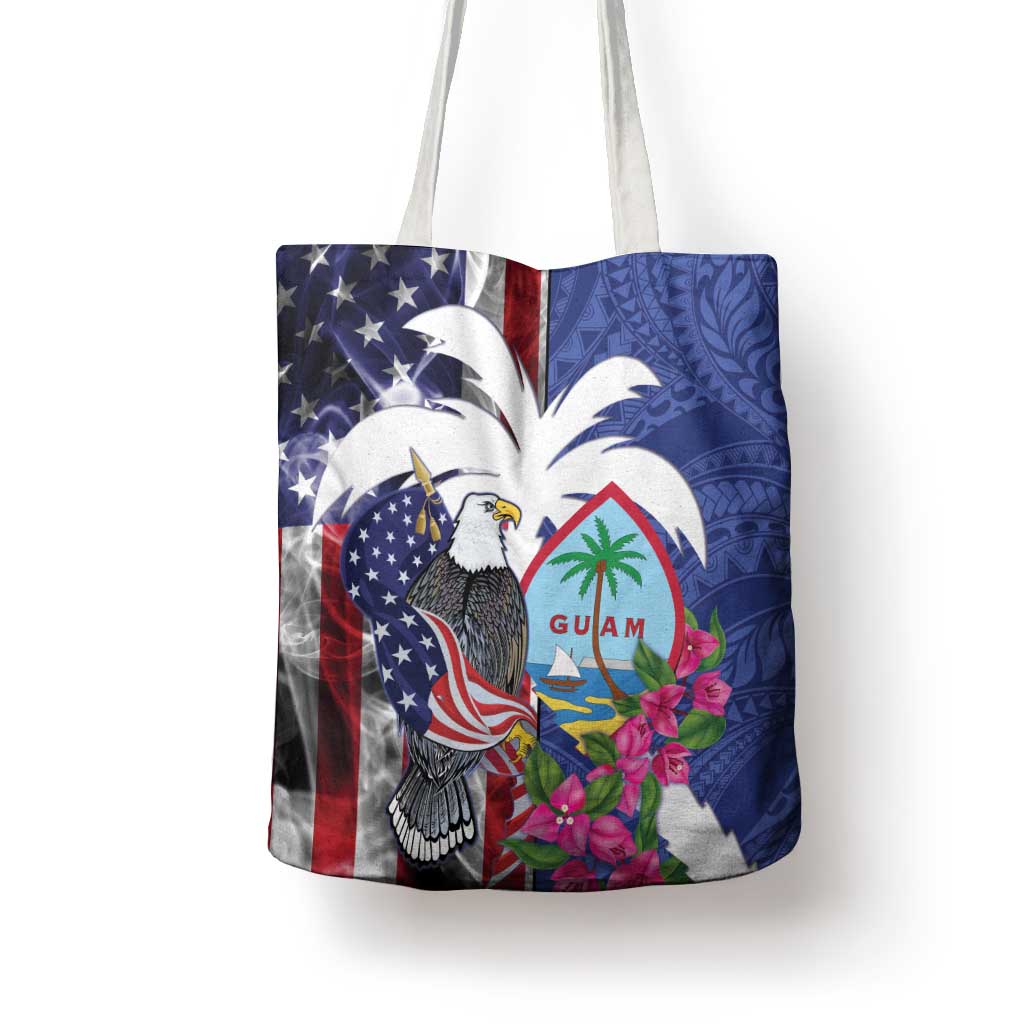 United States Guam Tote Bag USA Eagle Guahan Seal Bougainvillea - Polynesian Pride