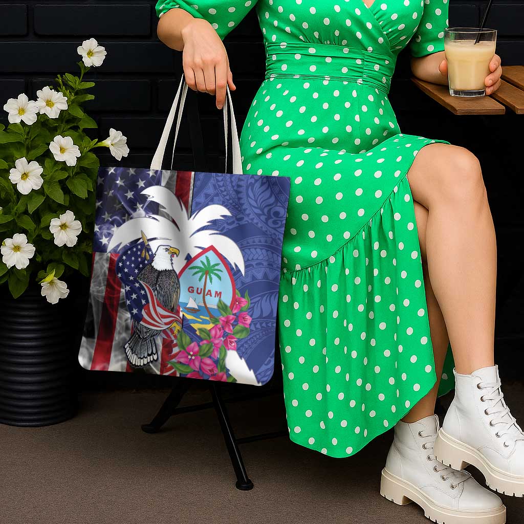 United States Guam Tote Bag USA Eagle Guahan Seal Bougainvillea - Polynesian Pride