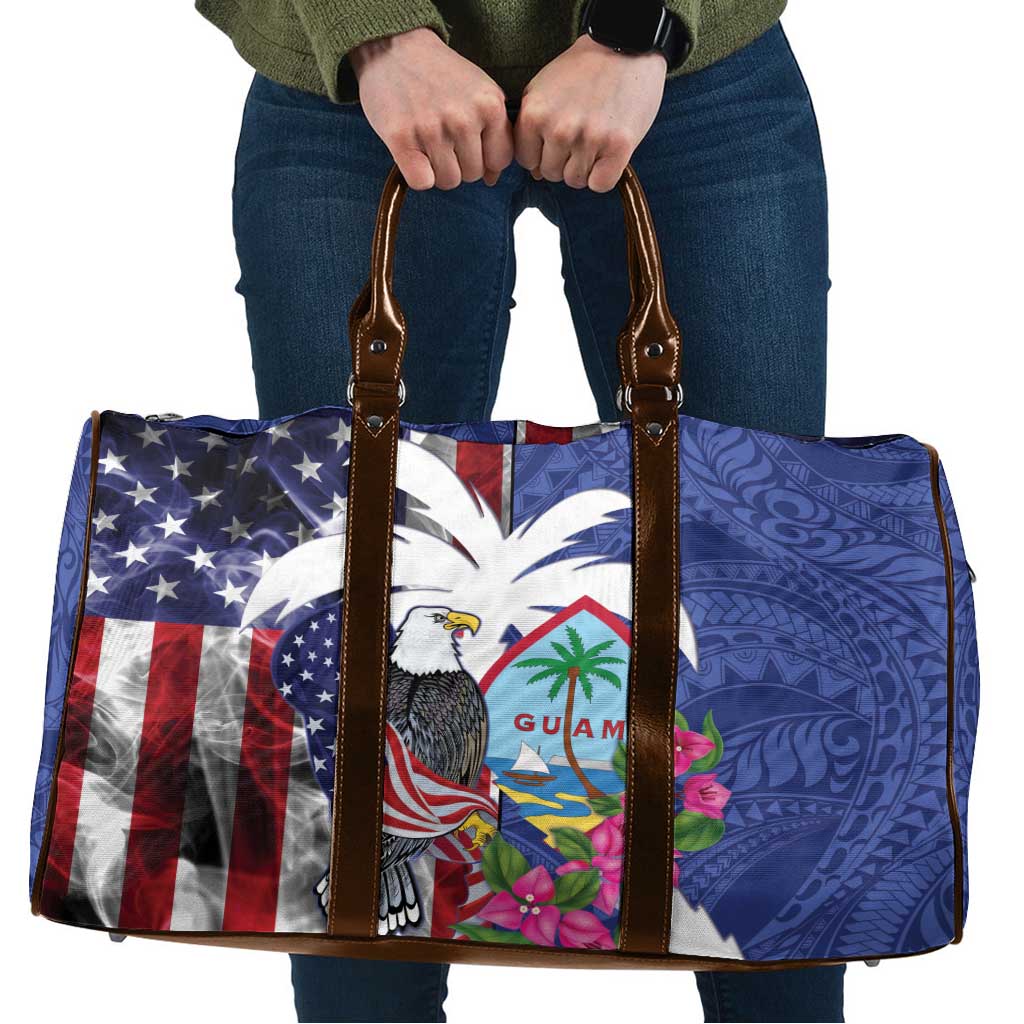 United States Guam Travel Bag USA Eagle Guahan Seal Bougainvillea LT14 Blue - Polynesian Pride