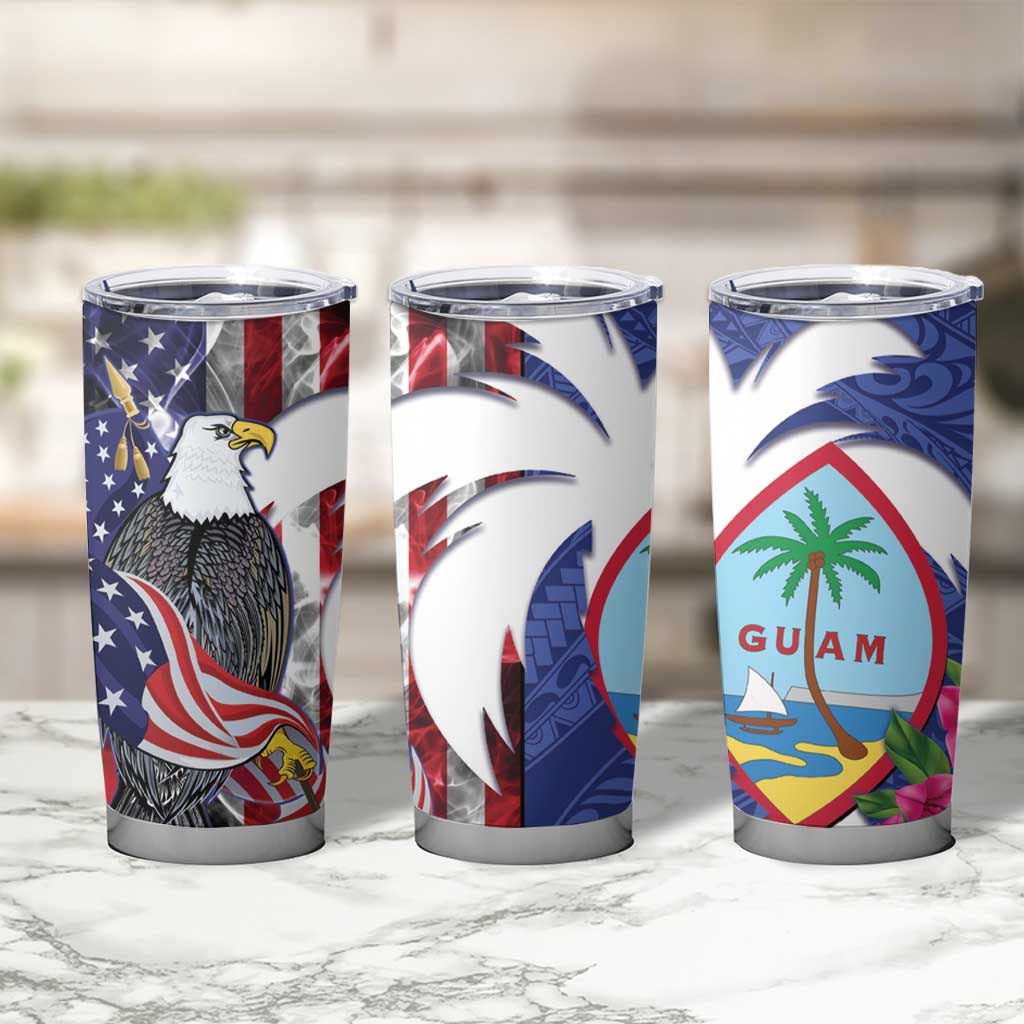 United States Guam Tumbler Cup USA Eagle Guahan Seal Bougainvillea LT14 - Polynesian Pride