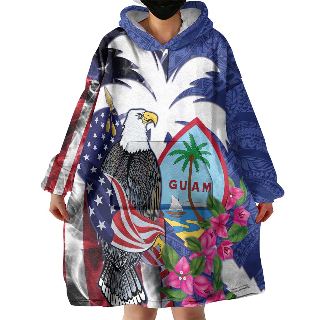 United States Guam Wearable Blanket Hoodie USA Eagle Guahan Seal Bougainvillea LT14 - Polynesian Pride