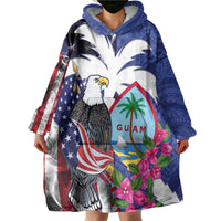 United States Guam Wearable Blanket Hoodie USA Eagle Guahan Seal Bougainvillea LT14 - Polynesian Pride