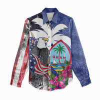 United States Guam Women Casual Shirt USA Eagle Guahan Seal Bougainvillea LT14 - Polynesian Pride