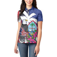 United States Guam Women Polo Shirt USA Eagle Guahan Seal Bougainvillea LT14 - Polynesian Pride