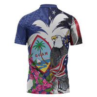 United States Guam Zipper Polo Shirt USA Eagle Guahan Seal Bougainvillea LT14 - Polynesian Pride