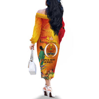 Papua New Guinea Independence Day Family Matching Off The Shoulder Long Sleeve Dress and Hawaiian Shirt 50th Anniversary Unity in Diversity LT14 - Polynesian Pride