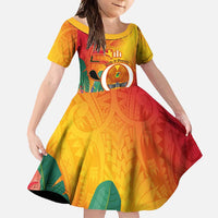 Papua New Guinea Independence Day Family Matching Off Shoulder Maxi Dress and Hawaiian Shirt 50th Anniversary Unity in Diversity LT14 Daughter's Dress Red - Polynesian Pride