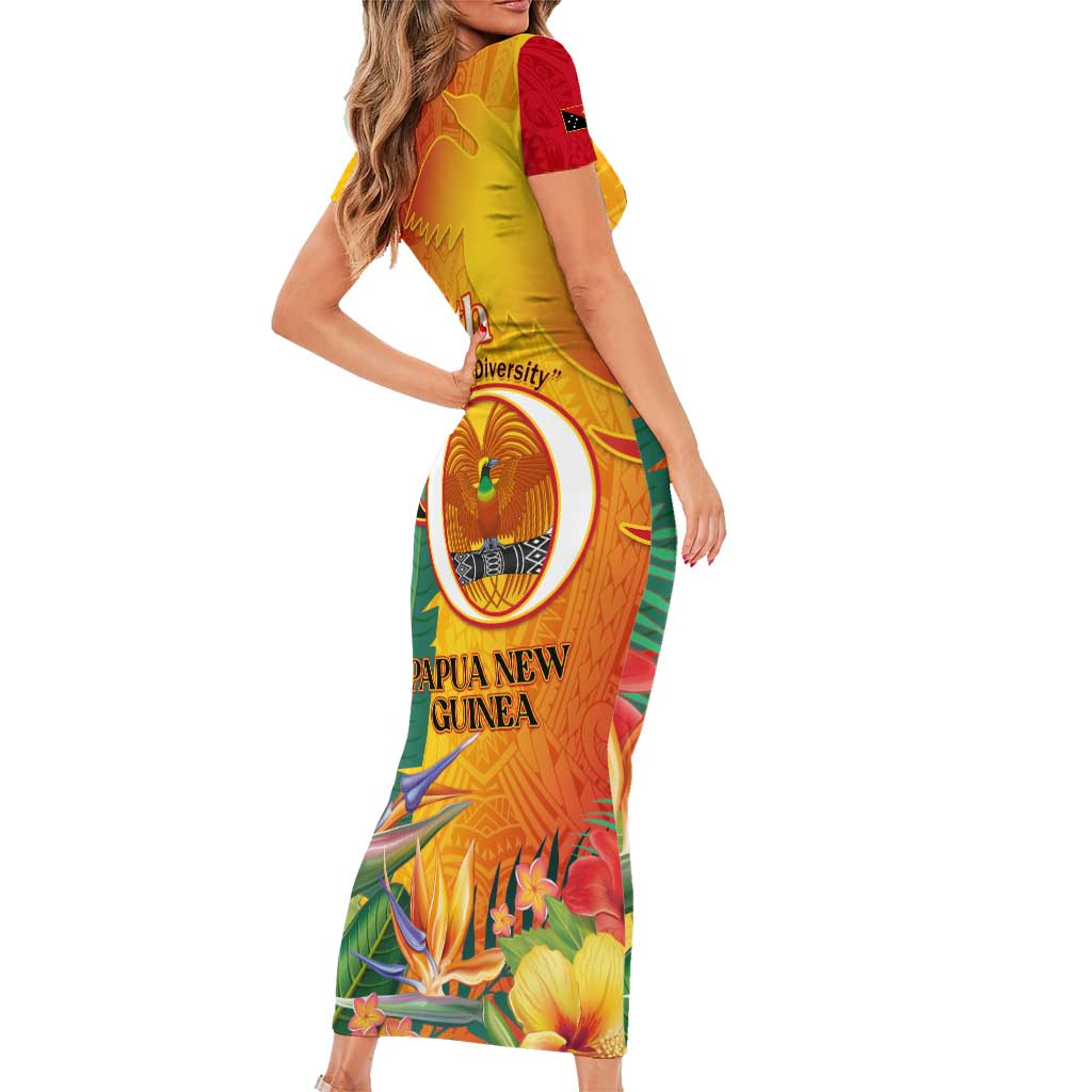 Papua New Guinea Independence Day Family Matching Short Sleeve Bodycon Dress and Hawaiian Shirt 50th Anniversary Unity in Diversity LT14 - Polynesian Pride