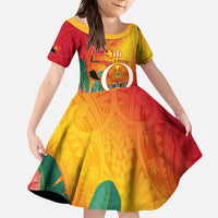 Papua New Guinea Independence Day Family Matching Summer Maxi Dress and Hawaiian Shirt 50th Anniversary Unity in Diversity LT14 Daughter's Dress Red - Polynesian Pride