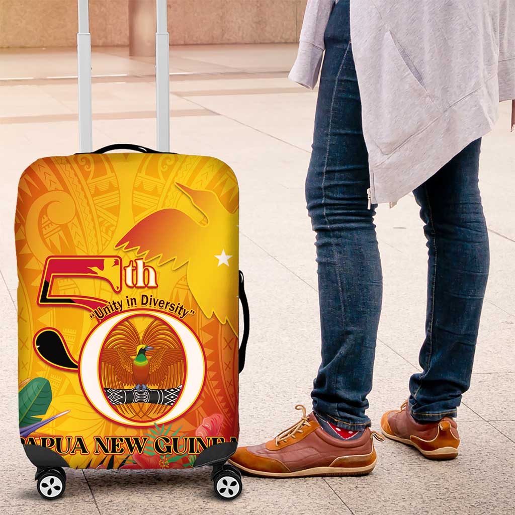 Papua New Guinea Independence Day Luggage Cover 50th Anniversary Unity in Diversity LT14 Red - Polynesian Pride