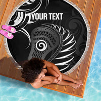 Personalised New Zealand Silver Fern Lacrosse Beach Blanket Aotearoa Maori Pattern LT14 - Polynesian Pride